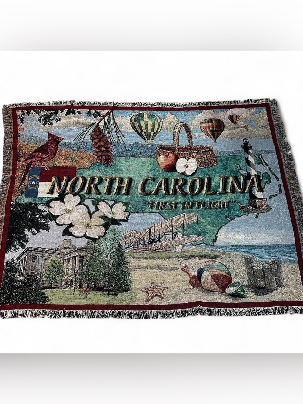 North Carolina Tapestry Throw Blanket - Scenic State Pride